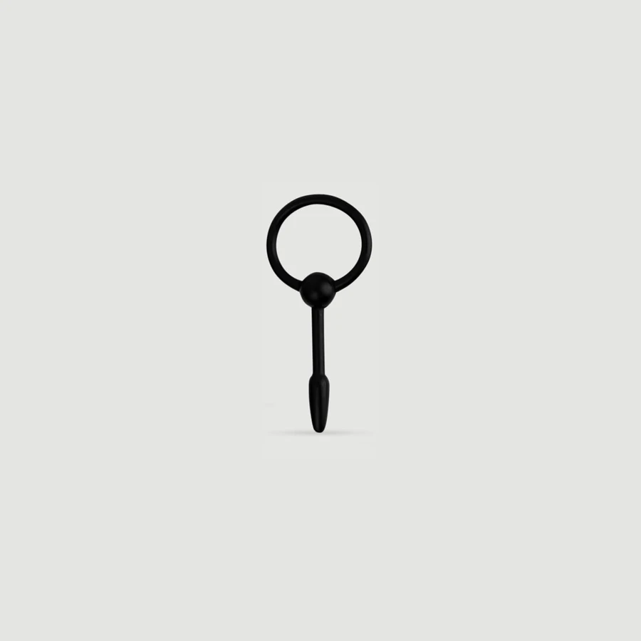 96 x 5 mm Silicone Urethral Plug with Ring - Black
