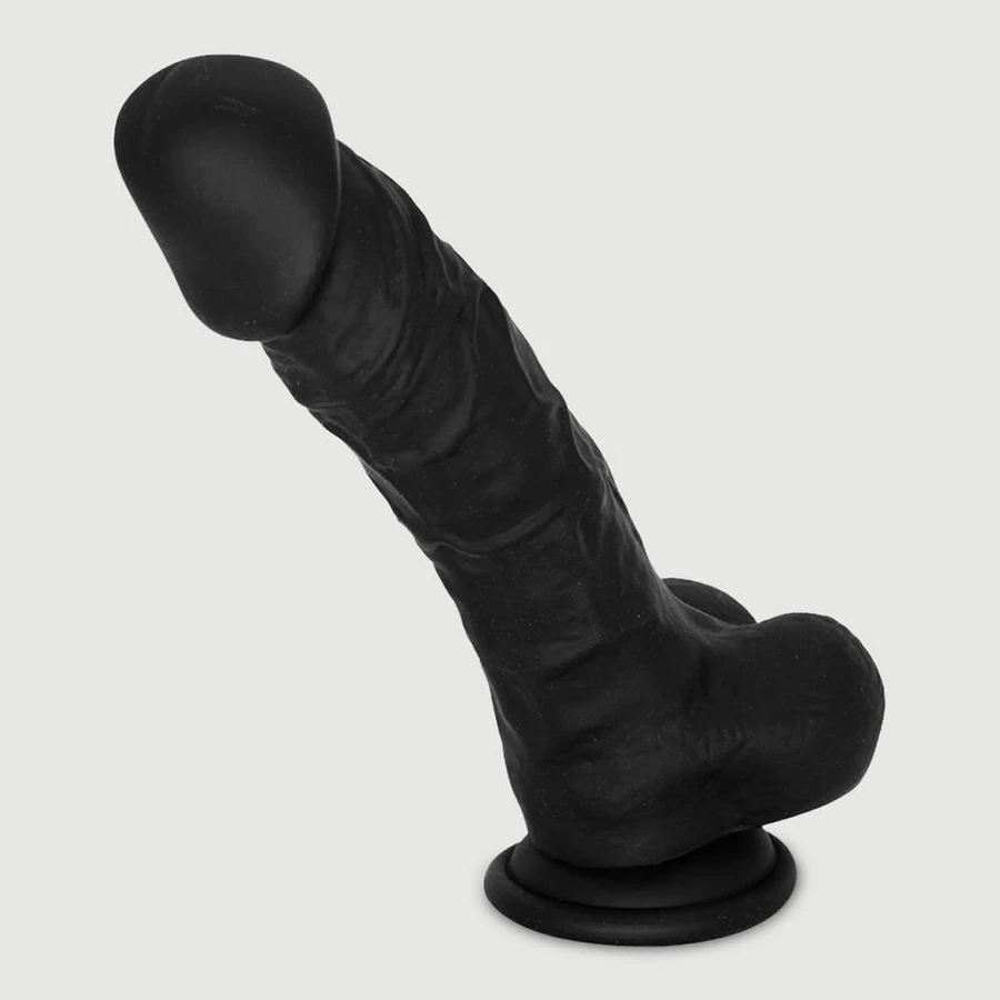 Troy 21 cm Silicone Realistische Dildo met Ballen & Zuignap - Zwart
