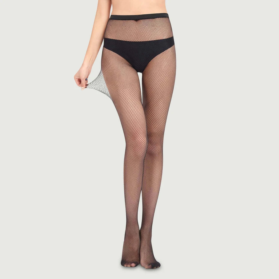 Transparente klassische sexy Netzstrumpfhose - Schwarz - Einheitsgröße
