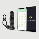 Power Thruster Wave App Controlado Vibrador Prostático de Silicona con Anillo para el Pene - Negro