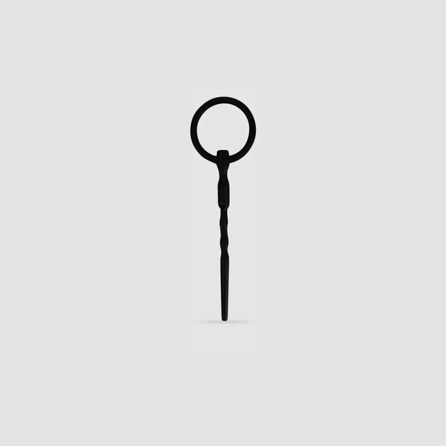 136 x 5 mm Silicone Urethral Plug with Ring - Black