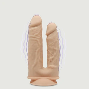 Dubbele vibrerende siliconen dildo met dubbele dichtheid en zuignap - Vlezig