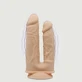 Consolador realista vibrador doble de silicona de doble densidad con ventosa - Carne