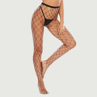 Plus Size Mode glitzernde Netzstrumpfhose - Schwarz - Groß/X-Groß