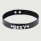 Lederhalsband mit Strass SEXY - Schwarz