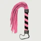 Flogger met leren strengen en handvat in zebra-stijl - Roze