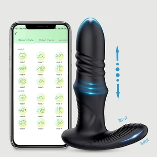 Magnus App-gesteuerter schiebender Silikon-Prostata-Vibrator - Schwarz