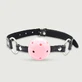 Ademende Bal Knevel Met Siliconen Bal &amp; Leren Riem Met O-ringen - Roze
