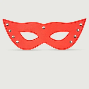 Leather Eye Mask With Studs - Red