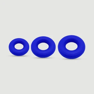 Highway Rush Liquid Silicone Flexible Cock Ring Set - Blau