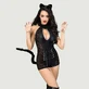 Cat Woman Sexy Costume with Tail &amp; Ears - Black - Small/Medium