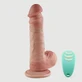 Jock 19 cm Vibrador realista de silicona con control remoto, bolas y ventosa - Carne
