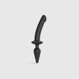 Switch Plug In Grote Semi Realistische Dildo met Butt Plug - Zwart