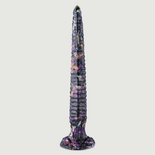 Sehr langer Silikon-Drachenhaut-Dildo 47 x 5 cm - Multicolour