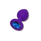 Anal Collection Dop de fund mediu din silicon cu bijuterie rotundă - violet/albastru deschis