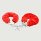 Metal Handcuffs With Fur - Red