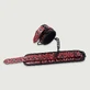 Adjustable Cuff Set With Embossed Red Pattern &amp; Chain - Red/Black