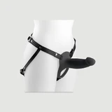 H4 Hollow Vibrating Large Silicone Strap On with Harness - Black