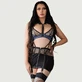 Sujetador de Malla con Cremallera Delantera y Vestido Sexy sin Espalda - Negro - Grande/X-Grande