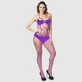 Bodystocking de rejilla sin entrepierna con copas abiertas - Morado - Talla única