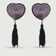 Heart Shaped Rhinestone Nipple Pasties With Tassels - Pink