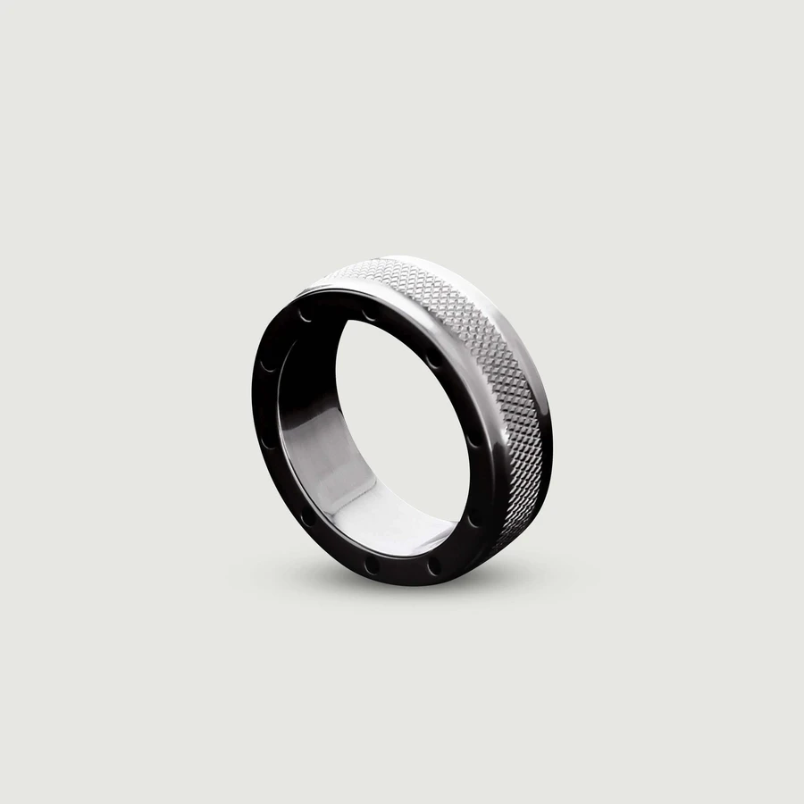 Cool & Knurl Metal Cock Ring 15x45mm - Plata