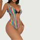 Bodystocking Sexy Mesh Rainbow Hollow Out Bodysuit - Multicolour - One Size