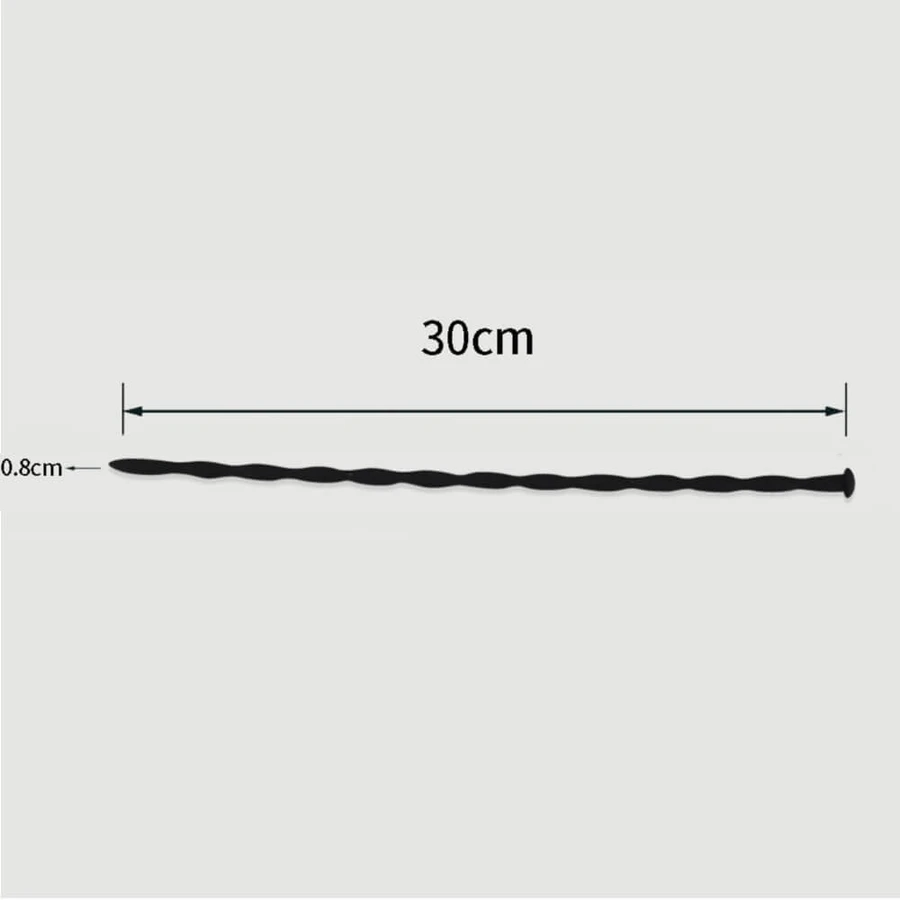 300 x 8 mm Silicone Urethral Sound - Noir