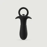 Vibrating Silicone Threaded Butt Plug With Handle - Black