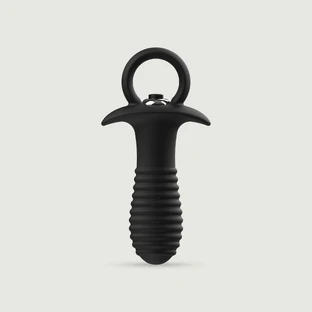 Vibrating Silicone Threaded Butt Plug With Handle - Black