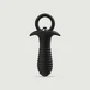 Vibrating Silicone Threaded Butt Plug With Handle - Black
