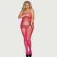 Plus Size Sexy Crotchless Fishnet Bodystocking - Pink - Large/X-Large
