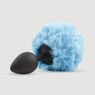 Beginner's Medium Silicone Bunny Tail Butt Plug - Blue