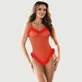 Plus Size Furry Temptation Transparent Teddy - Red - Large/X-Large