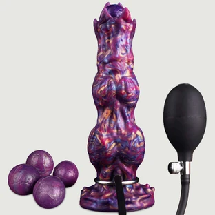 Dinosaurier Silikon Ovipositor Dildo mit Eiern - Lila