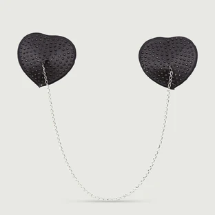 Nippelhüllen in Herzform mit Kette - Schwarz