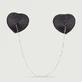 Heart Shaped Nipple Covers With Chain - Black