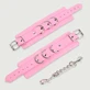 Esposas de cuero con cadena y anillas triples - Rosa