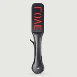 Domme Serie Kunstleder Paddel mit LOVE Ausschnitt & Double Layer - Schwarz