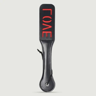 Domme Serie Kunstleder Paddel mit LOVE Ausschnitt & Double Layer - Schwarz