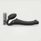 Op afstand bedienbare 3 Motor Medium Vibrerende Silicone Strapless Strap On - Zwart