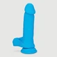 Soma Gode ultra réaliste en silicone double couche de 18 cm avec boules et ventouse - Bleu