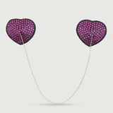 Pezoneras en forma de corazón con cadena y detalles metálicos - Negro/Morado