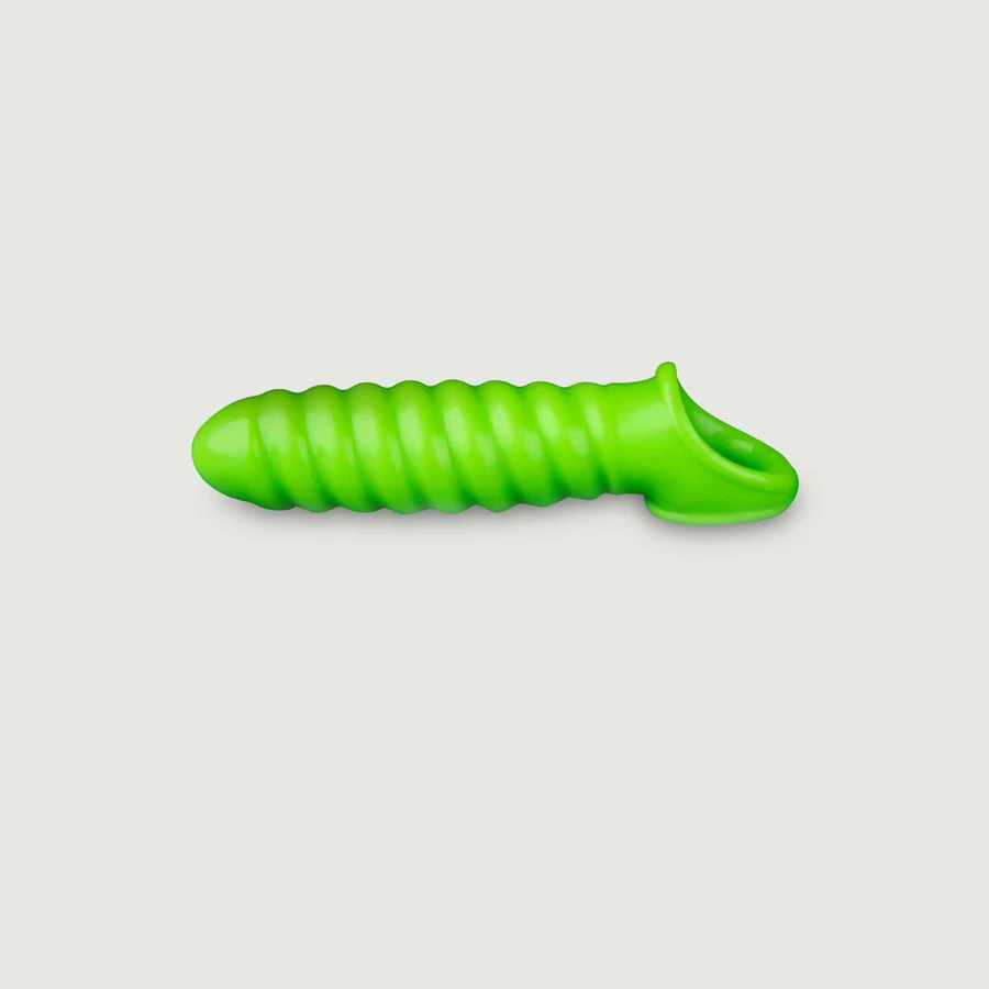 Teacă extensibilă pentru penis cu vârtej strălucitor în întuneric - verde