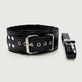 Halsband mit Leine und Innenfutter aus Fell - Schwarz