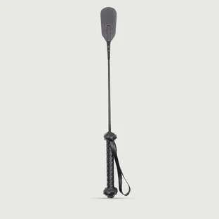 Crop de cuero con asa trenzada y punta redondeada 44,5 cm - Negro