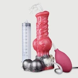 Der pelzige Silikon-Dildo mit Ejakulation & Saugnapf 16 x 6 cm - Rot