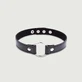Leren halsband met metalen ring - zwart
