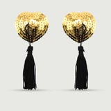 Sequin Nipple Pasties With Tassels - Golden/Black