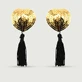 Pailletten Nippel Pasties mit Quasten - Golden/Schwarz